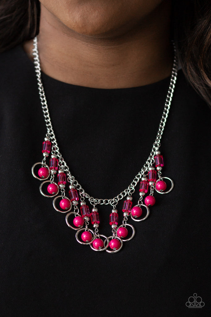 Cool Cascade-Pink Necklace-Short-Paparazzi - The Sassy Sparkle