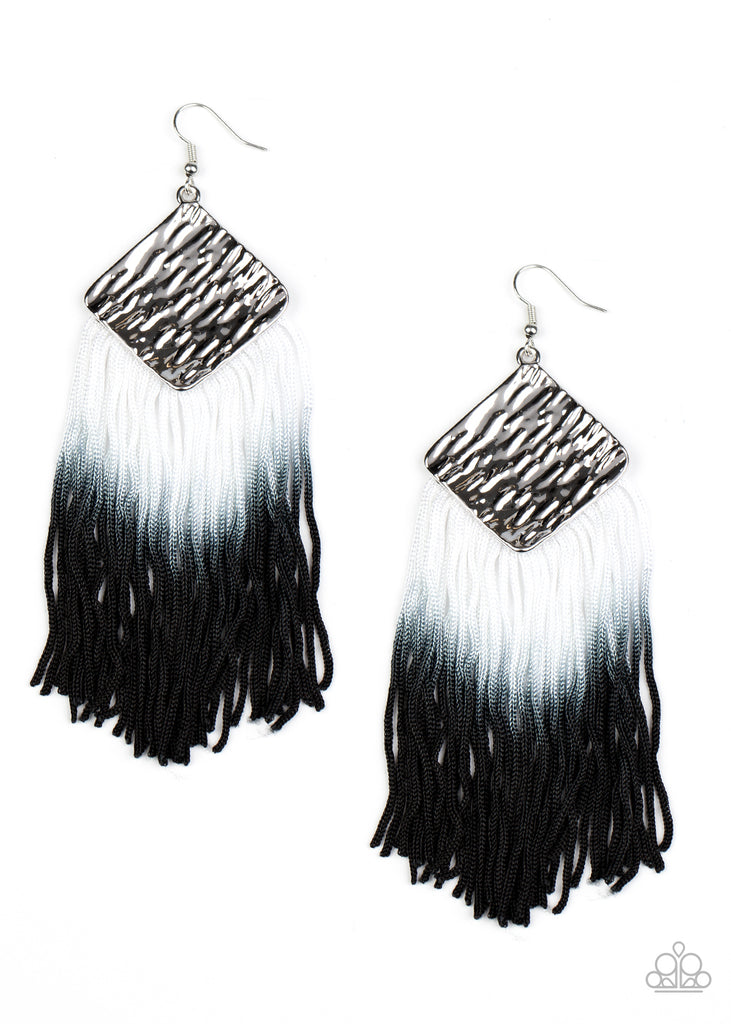 Dip The Scales-Black Earring-Fringe-Ombre-Paparazzi - The Sassy Sparkle