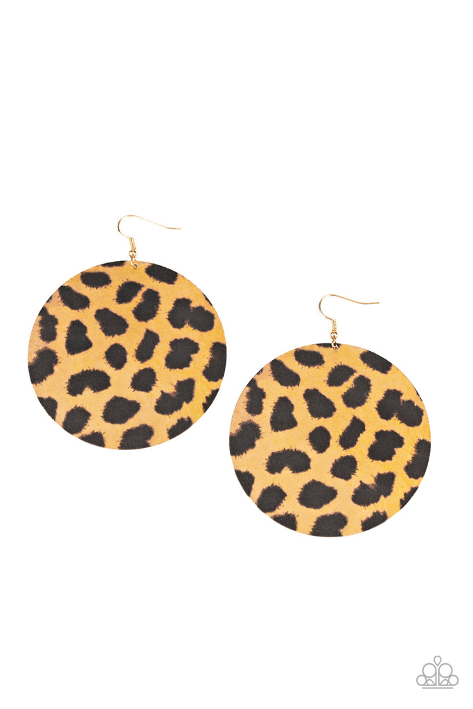 Paparazzi-Doing GRR-eat-Brown Cheetah Print Exclusive Life of the Party Earrings - The Sassy Sparkle
