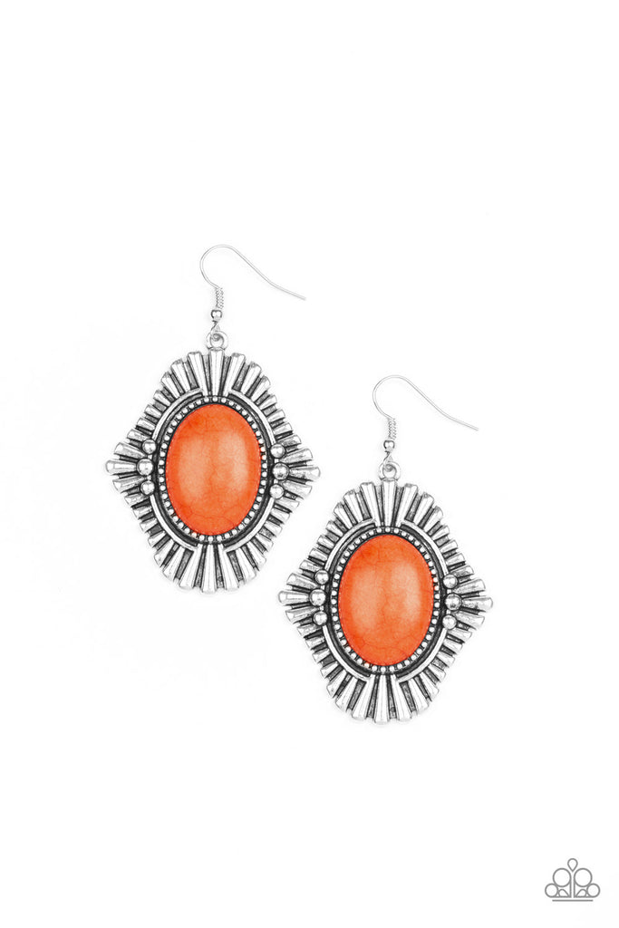 Easy As Pioneer-Orange Stone Paparazzi Earrings - The Sassy Sparkle