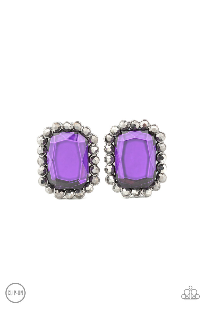 Glitter Enthusiast-Purple Clip On Earrings - The Sassy Sparkle