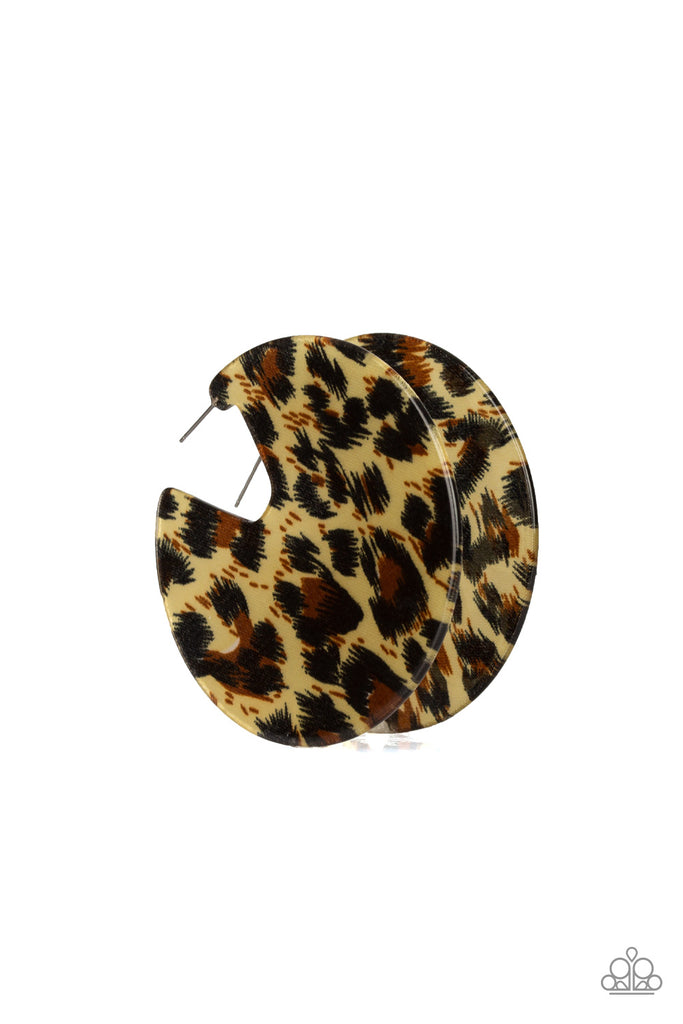 Paparazzi-Haute Savannah-Brown acrylic hoop earring-cheetah print - The Sassy Sparkle
