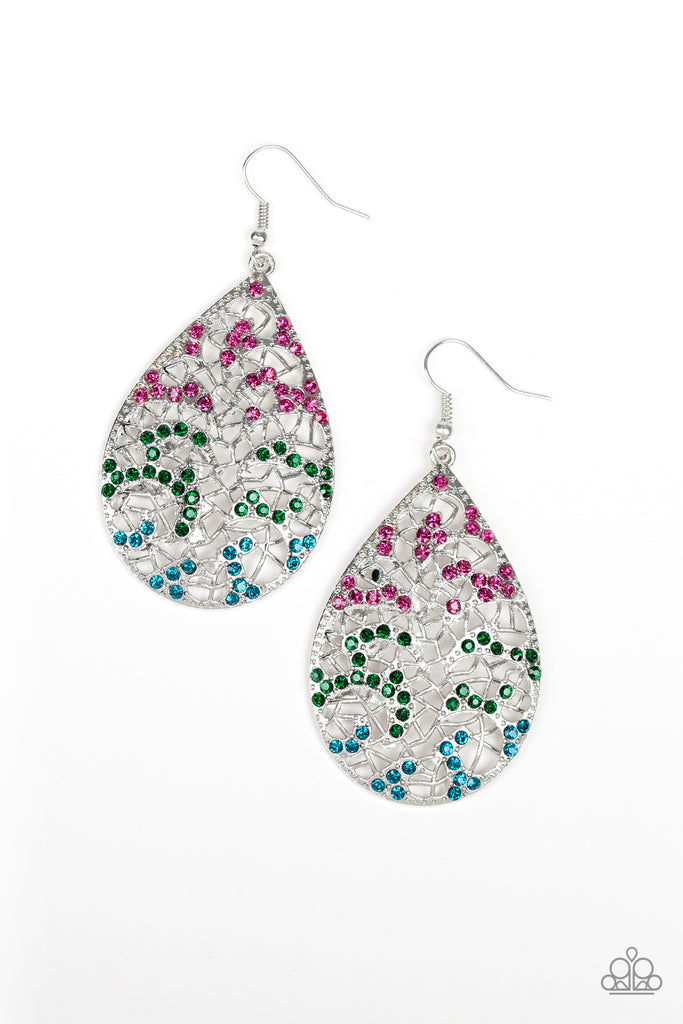 Hustle and Bustle-Multi Earring-colored rhinestones-Paparazzi - The Sassy Sparkle