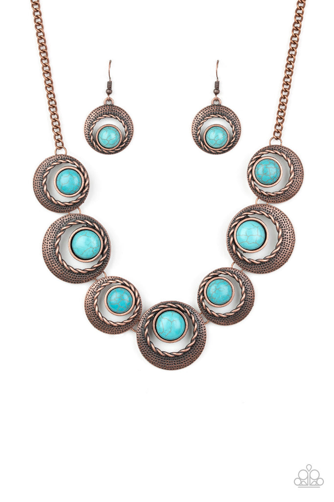 Lions, Tigers and Bears-Copper & Blue Stone Paparazzi $5 Necklace - The Sassy Sparkle