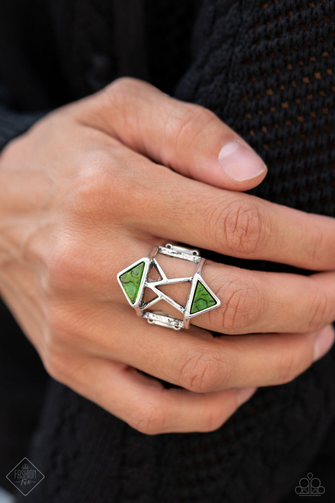 Making Me Edgy-Green Ring-Paparazzi - The Sassy Sparkle