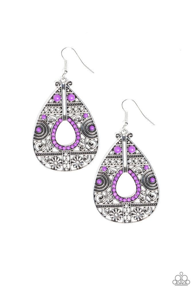 Malibu Gardens-Purple Earrings-Paparazzi - The Sassy Sparkle