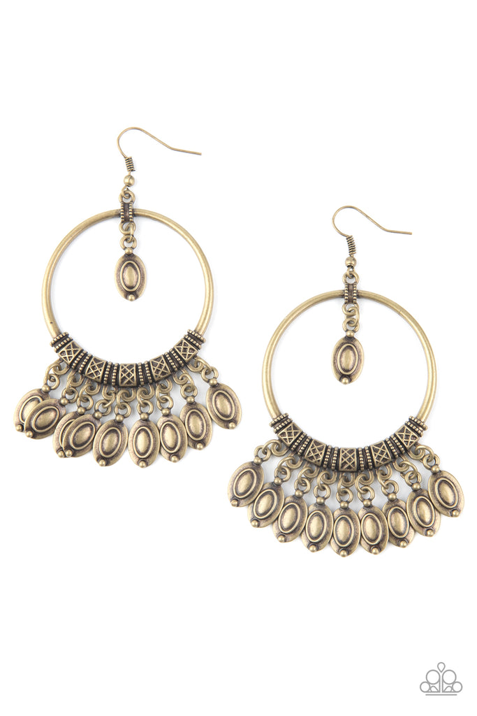 Metallic Harmony - Brass Earring-Paparazzi