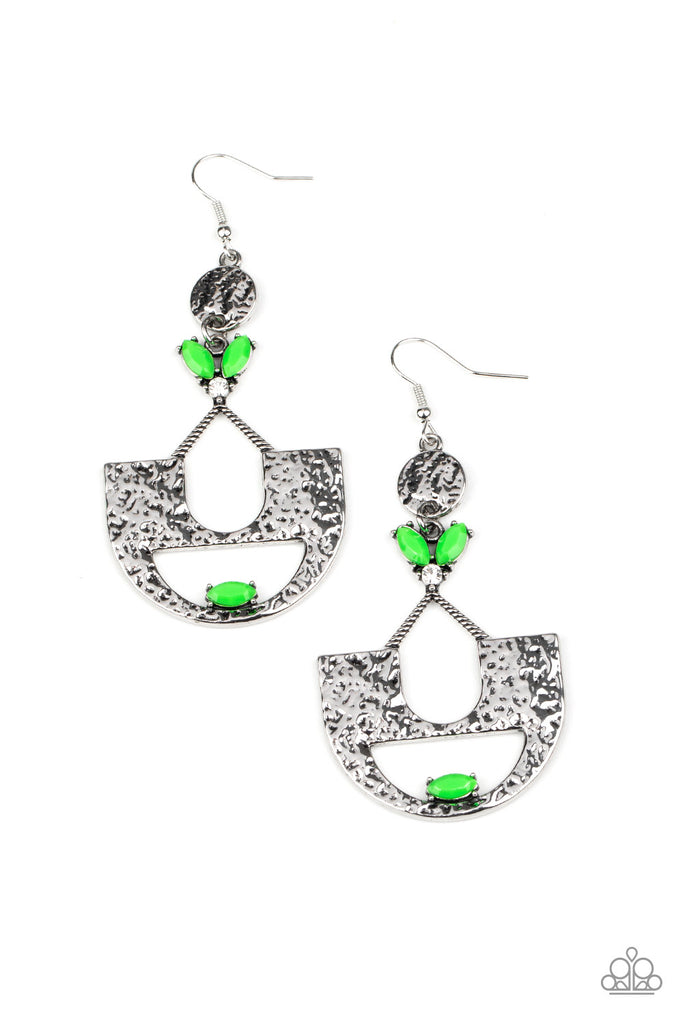 Modern Day Mecca-Earrings-Green-Paparazzi - The Sassy Sparkle