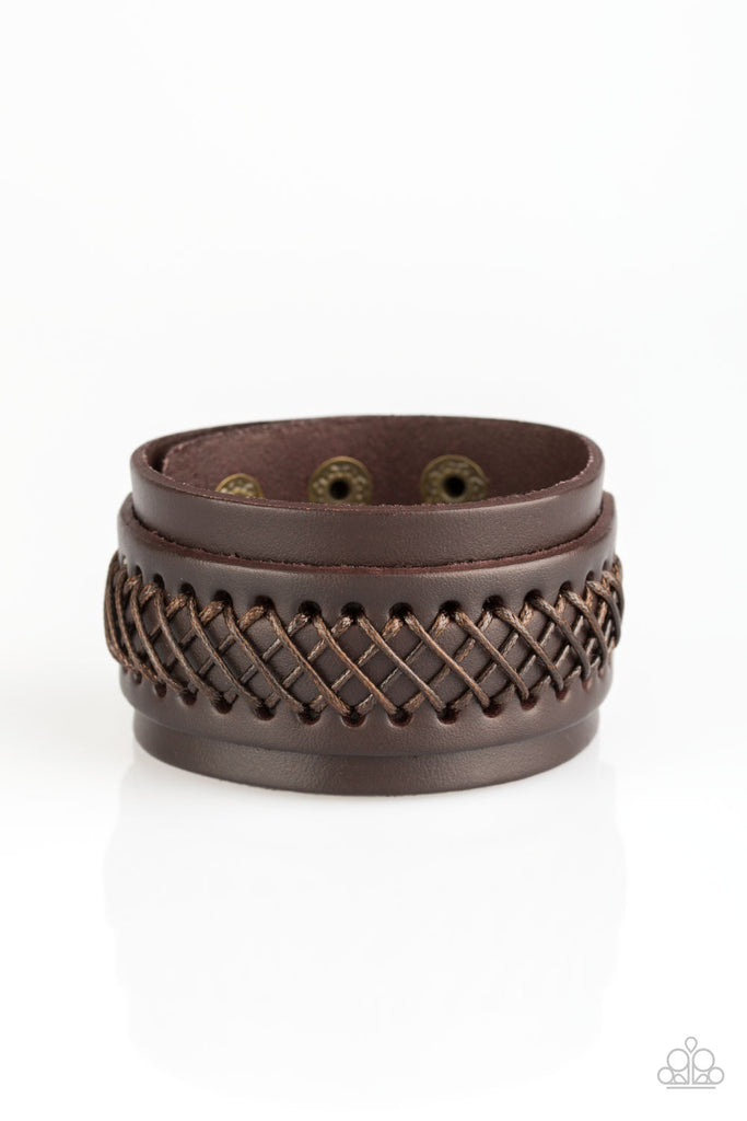 OUTLAW and Order - Brown Leather Urban Bracelet-Paparazzi