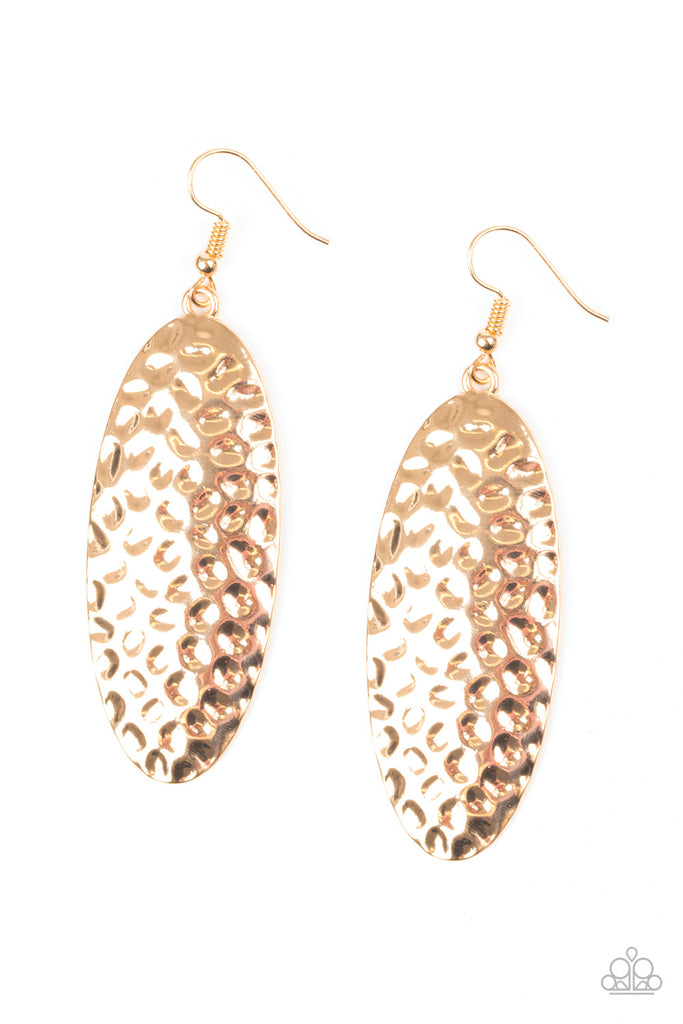 Paparazzi-Radiantly Radiant-Gold Earrings-Hammered Texture - The Sassy Sparkle