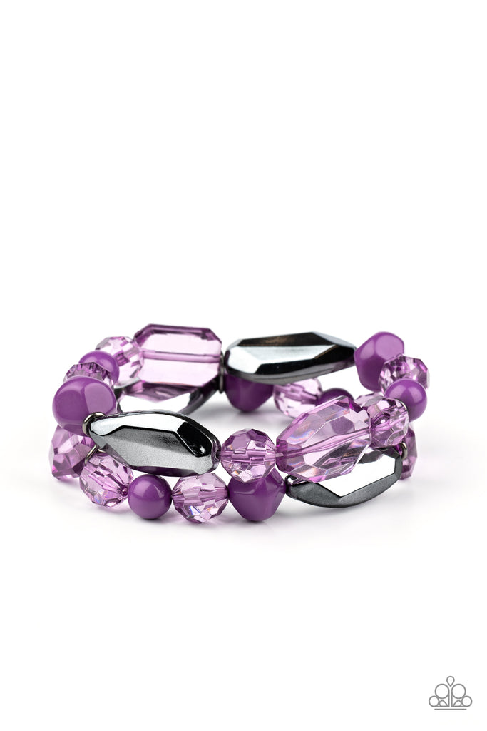 Rockin' Rock Candy-Purple Bracelet-Stretchy-Paparazzi - The Sassy Sparkle