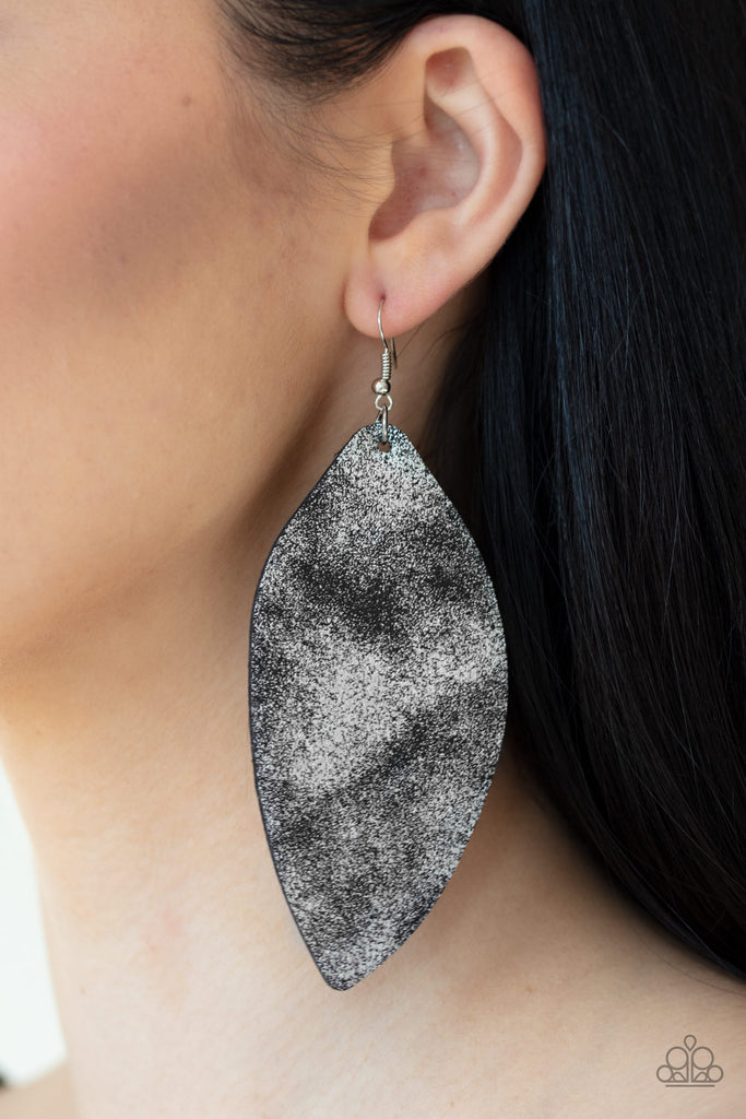 Serenely Smattered-Black Earring-Leather - The Sassy Sparkle