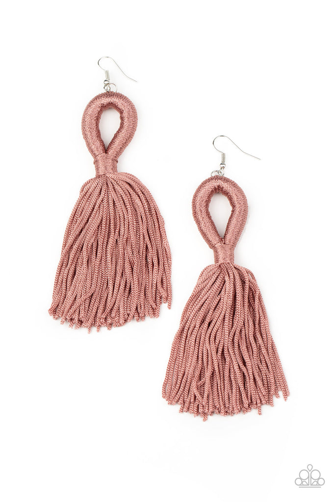 Tassels and Tiaras - Pink Tassel Earring-Paparazzi - The Sassy Sparkle