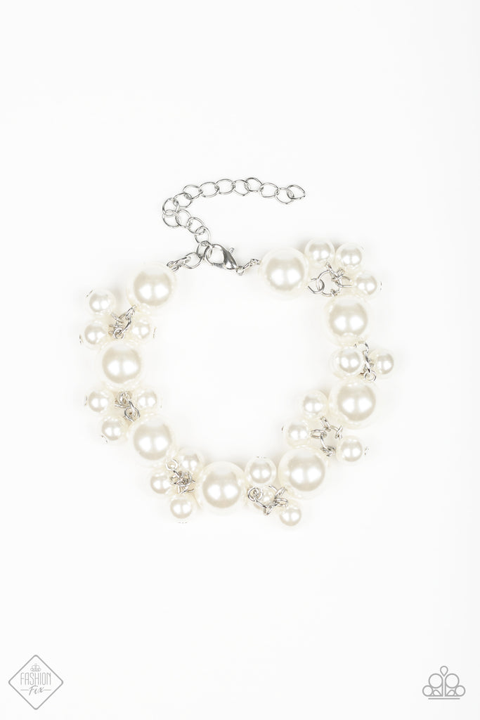 Broadway Ballroom - White Pearl Bracelet-Paparazzi - The Sassy Sparkle