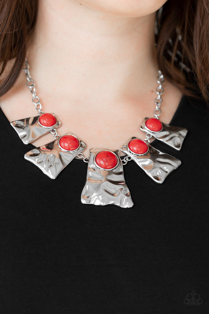 Cougar - Red Necklace-Paparazzi