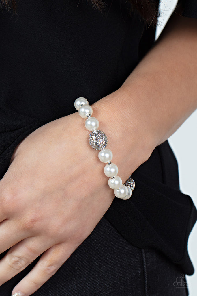 Upscale Whimsy - White Bracelet-Paparazzi