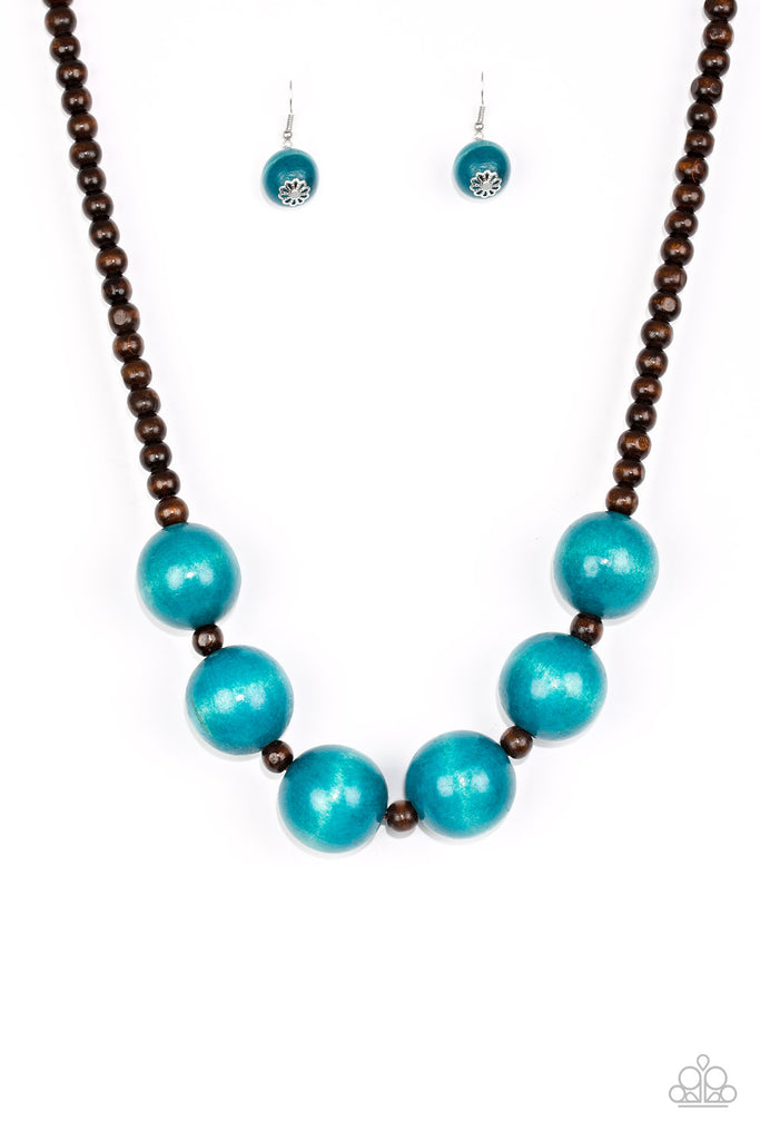 Oh My Miami - Blue Wood Necklace-Paparazzi