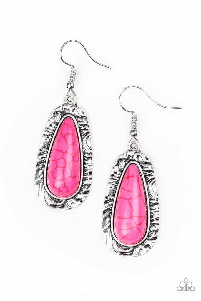 Cruzin’ Colorado - Pink Stone Earring-Paparazzi - The Sassy Sparkle