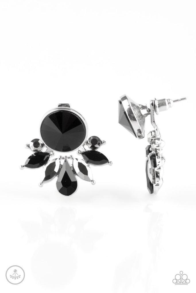 Radically Royal - Black Post Jacket Earring-Paparazzi