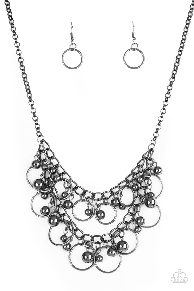 Warning Bells - Black Gunmetal Necklace-Paparazzi