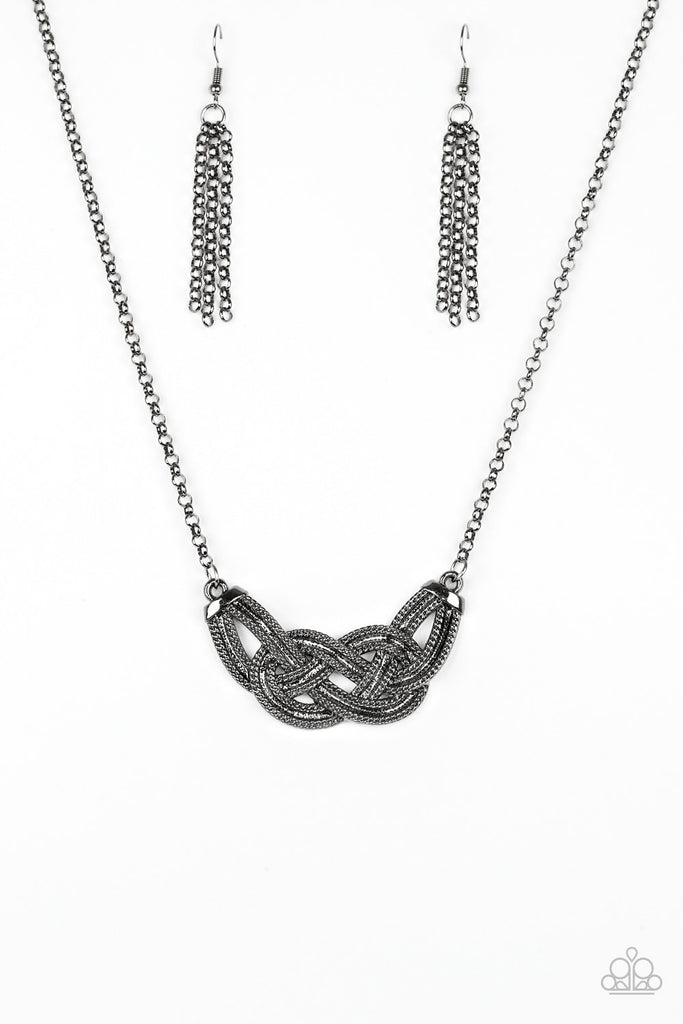 Nautically Naples - Black Gunmetal Necklace-Paparazzi