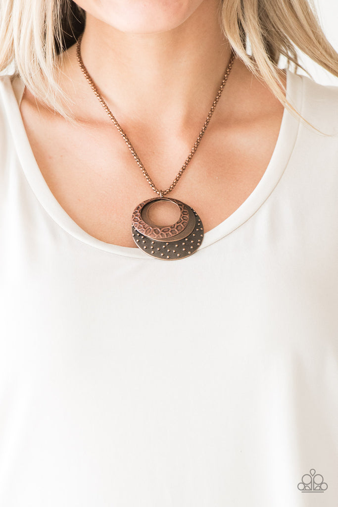 Texture Trio - Vintage Copper Necklace-Paparazzi