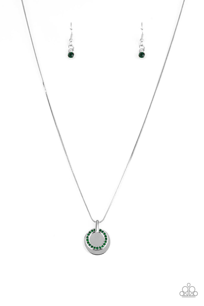 Front and CENTERED - Green Necklace-Paparazzi - The Sassy Sparkle