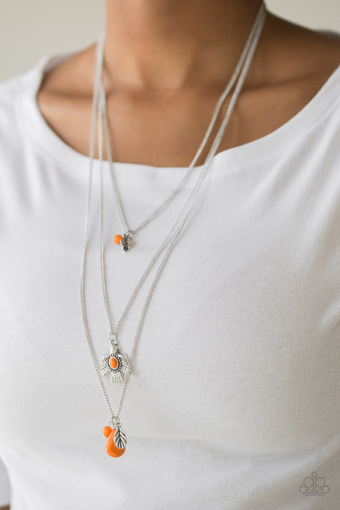 Soar With The Eagles - Orange Necklace-Paparazzi - The Sassy Sparkle