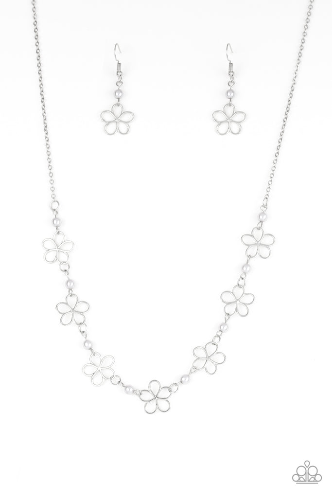 Always Abloom - Silver Pearls Necklace-Paparazzi - The Sassy Sparkle