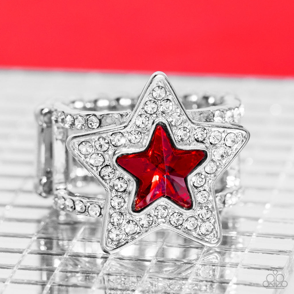 One Nation Under Sparkle - Red Ring-Paparazzi - The Sassy Sparkle