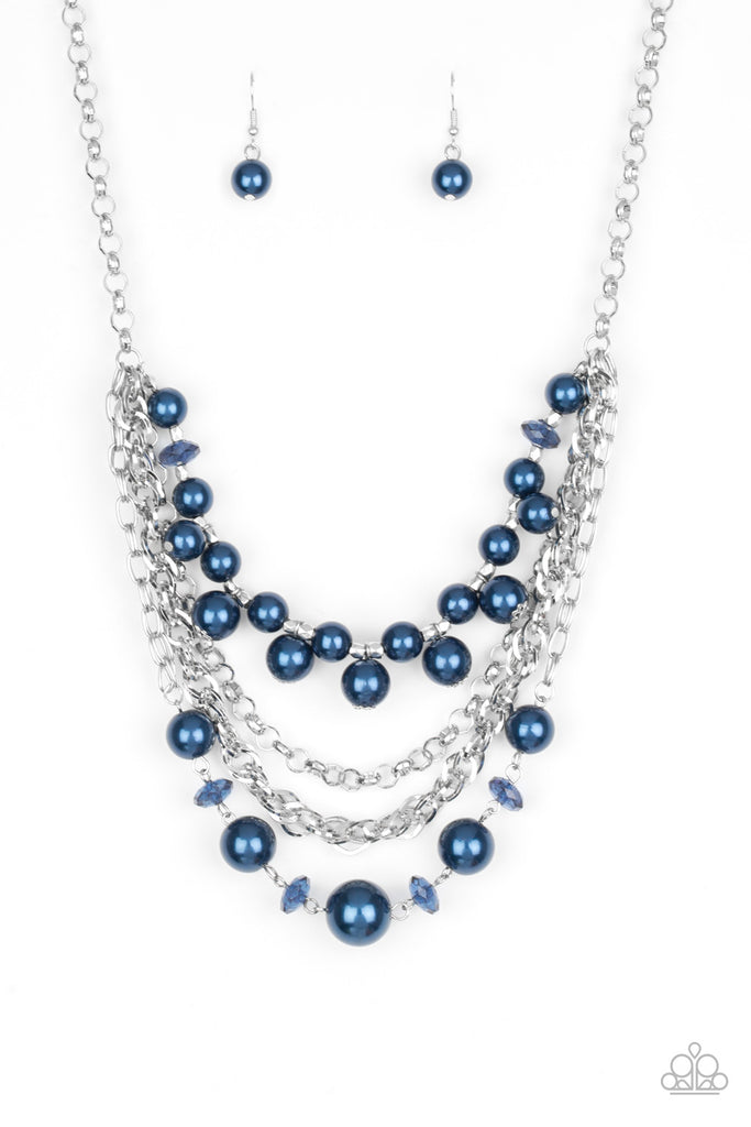 Rockin Rockette - Blue Pearls Necklace-Paparazzi - The Sassy Sparkle