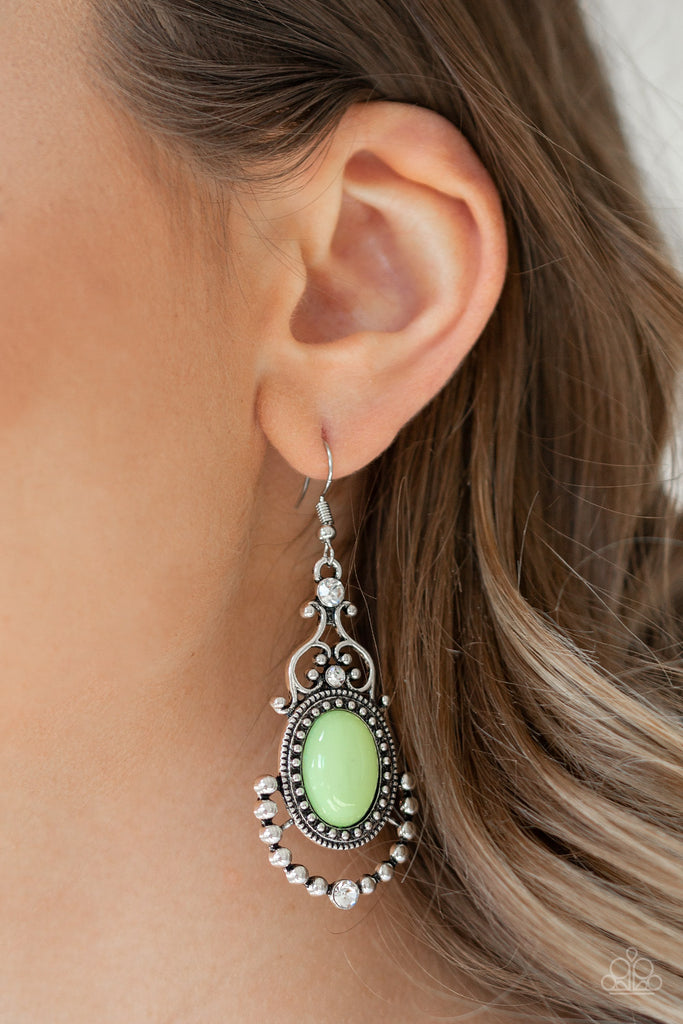 CAMEO and Juliet-Green Earring-Paparazzi - The Sassy Sparkle