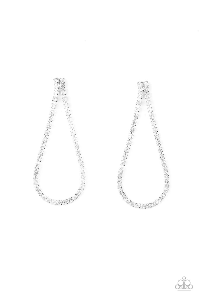 Diamond Drops-White Earrings-Paparazzi - The Sassy Sparkle