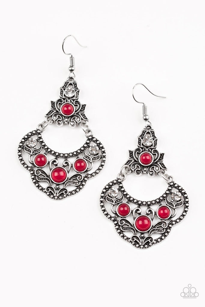 Garden State Glow-Red Paparazzi Earrings- - The Sassy Sparkle