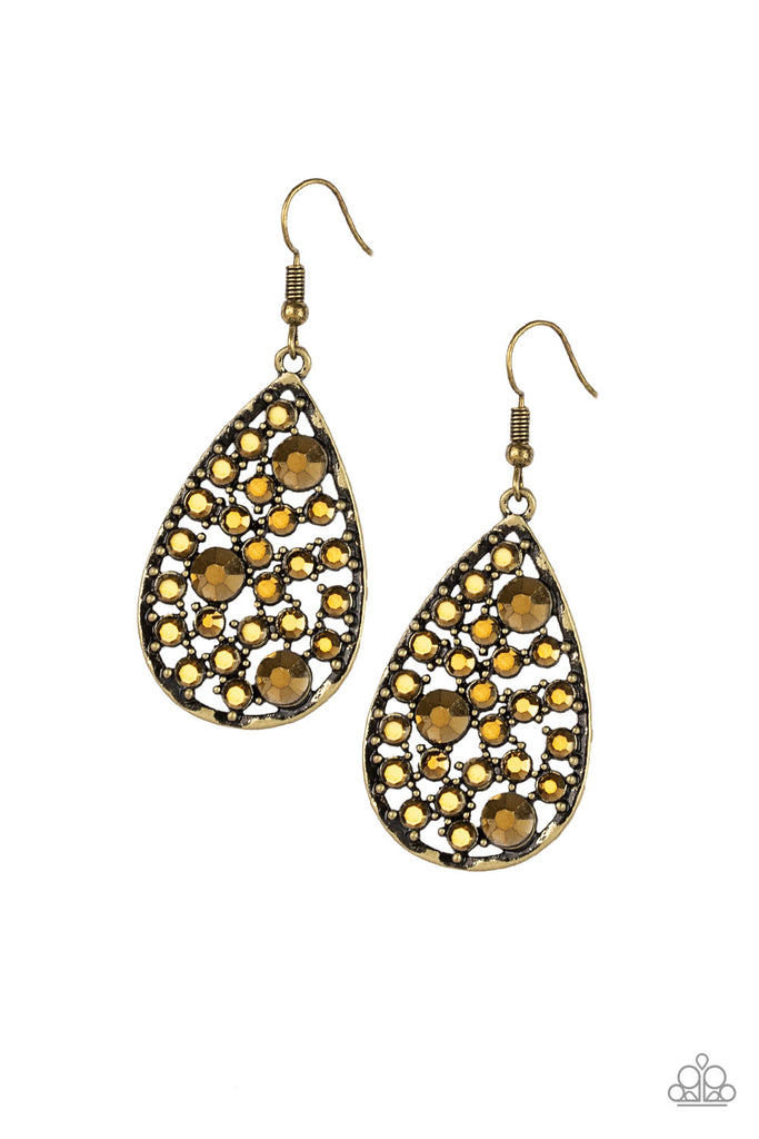 GLOW With The Flow-Brass Earrings-Paparazzi - The Sassy Sparkle