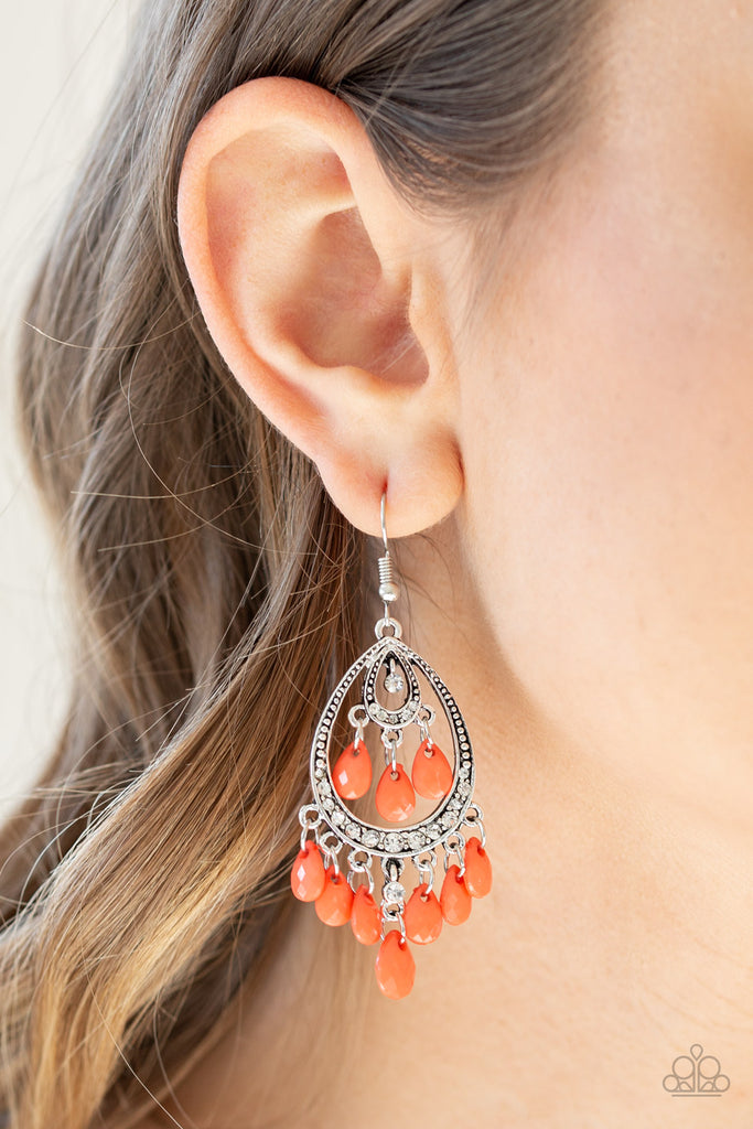 Gorgeously Genie-Orange Paparazzi earrings - The Sassy Sparkle