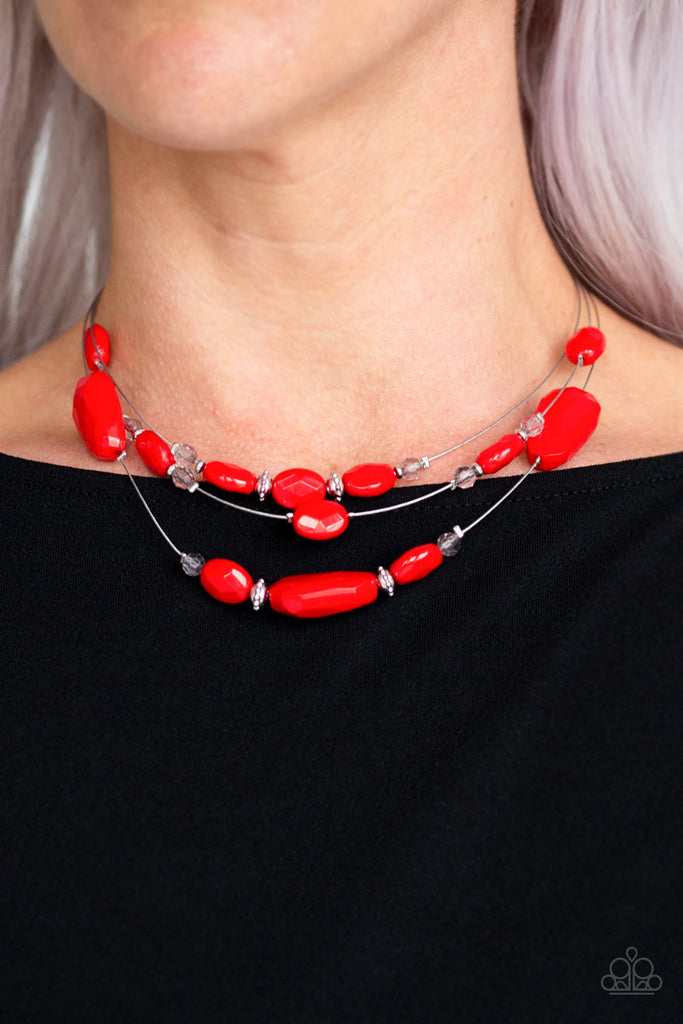 Radiant Reflections-Red-Paparazzi Necklace - The Sassy Sparkle