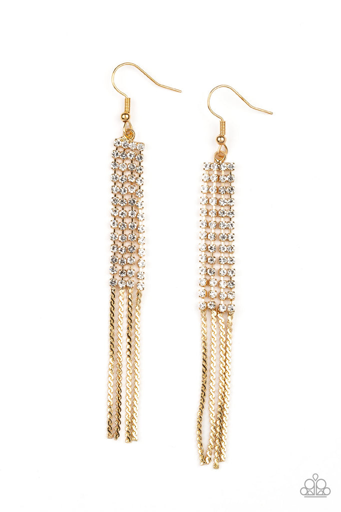 Rhinestone Romance - Gold Earring-Paparazzi