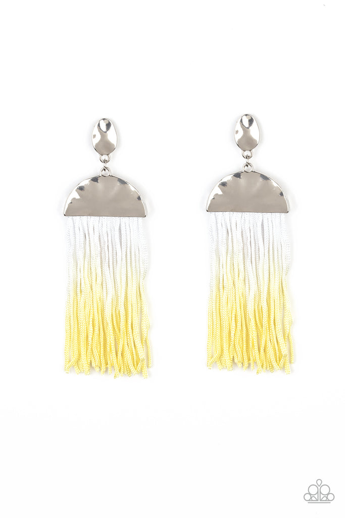 Rope Them In - Yellow Tassel Post Earring-Paparazzi