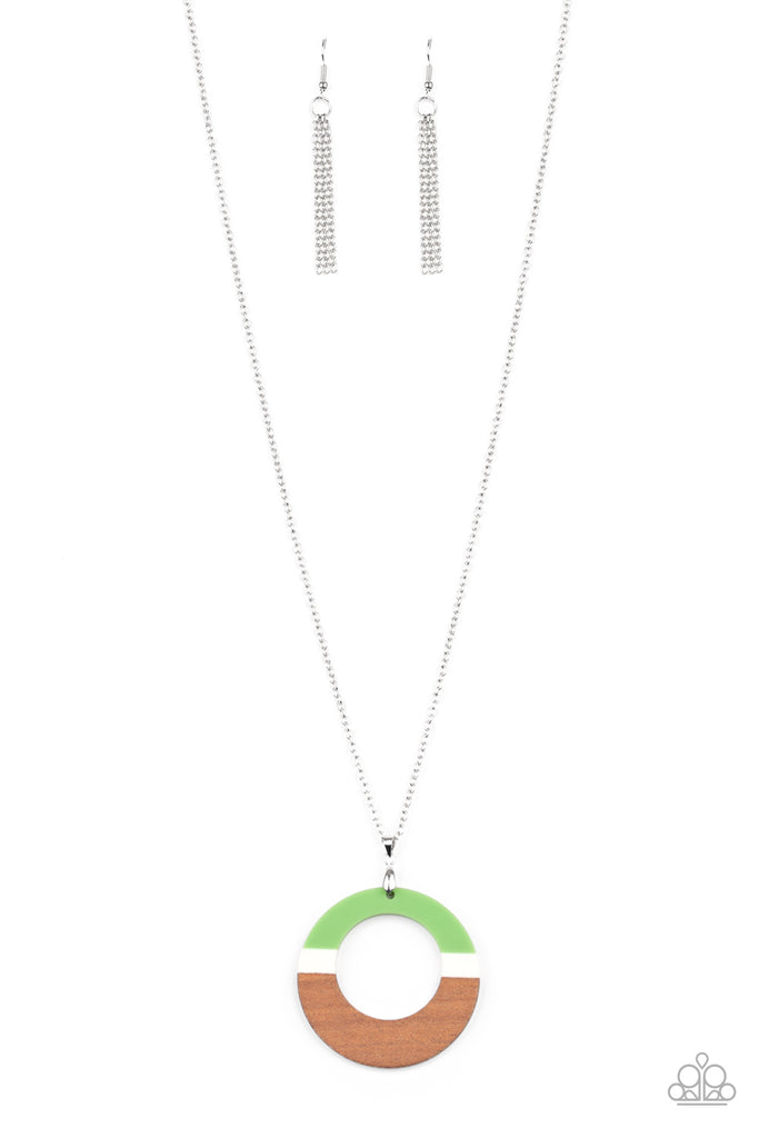 Sail Into The Sunset - Green Wood Necklace-Paparazzi - The Sassy Sparkle