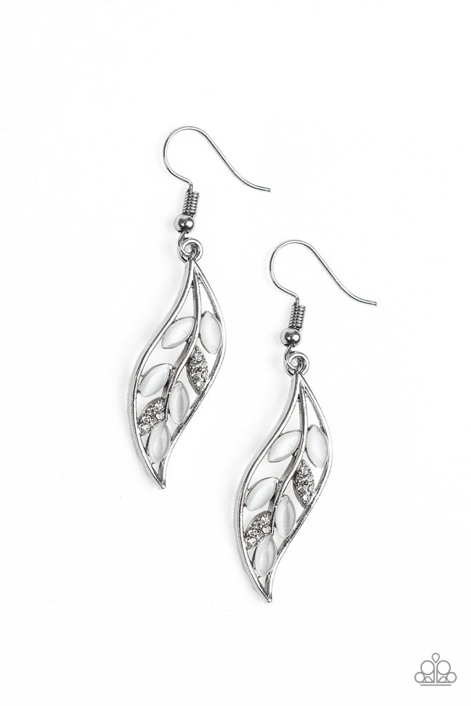 Sparkling Stems-White Moonstone and Rhinestone Earrings - The Sassy Sparkle