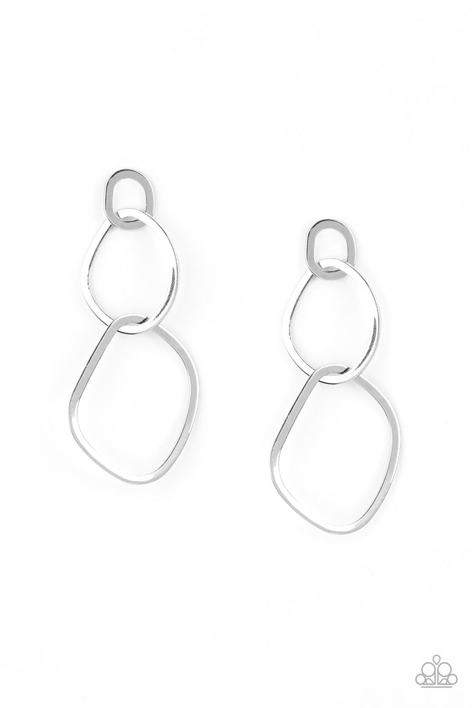 Twisted Trio - Silver Post Earring-Paparazzi