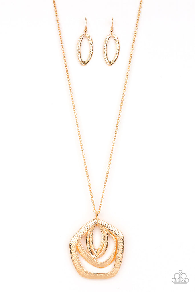 Paparazzi-Urban Artisan-Gold Necklace-Long-Geometric Pendant - The Sassy Sparkle