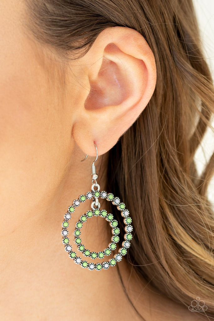 Vibrant Venture-Green Earring-Paparazzi - The Sassy Sparkle