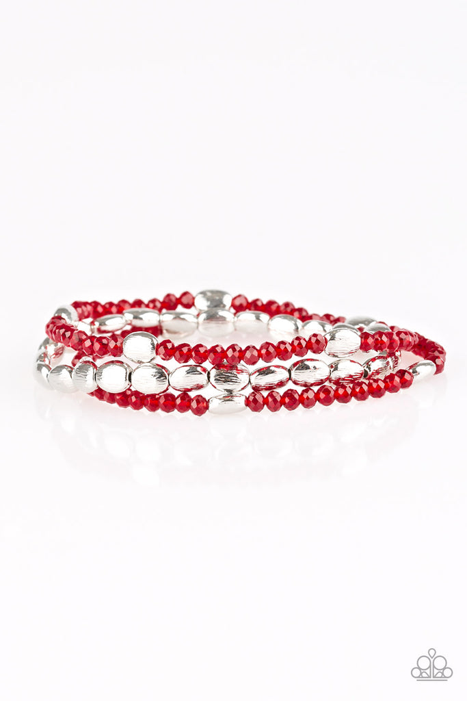 Paparazzi-Hello Beautiful-red bracelet set-Stretchy - The Sassy Sparkle