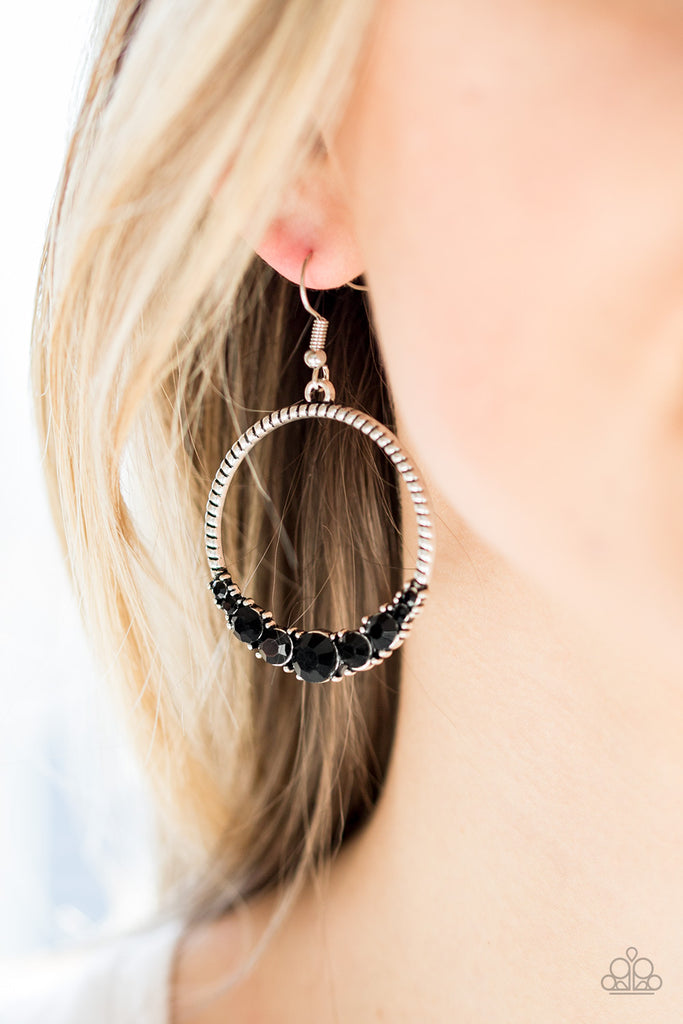 Paparazzi-Self-Made Millionaire-Black Rhinestone and Silver Earrings - The Sassy Sparkle