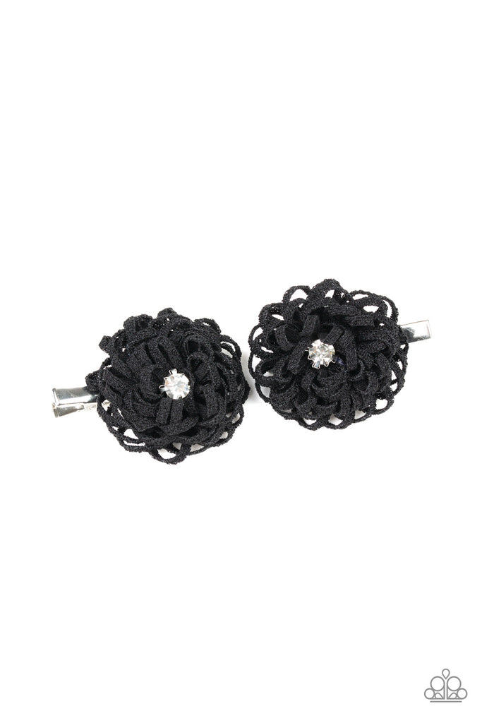 Peppy In Petunias - Black Starlet Shimmer Hair Clip-Paparazzi