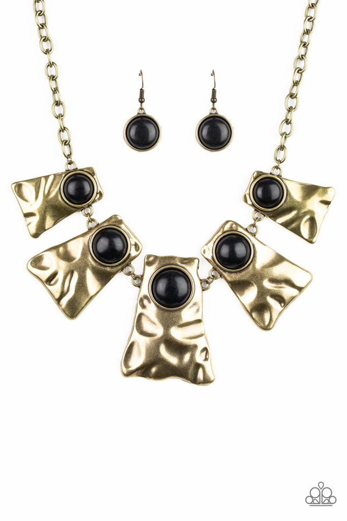 Cougar - Brass Stone Necklace-Paparazzi