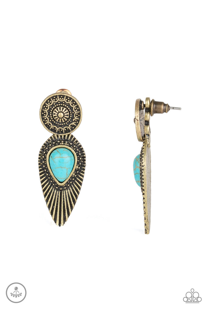 Fly Into the Sun - Brass Earring-Paparazzi - The Sassy Sparkle