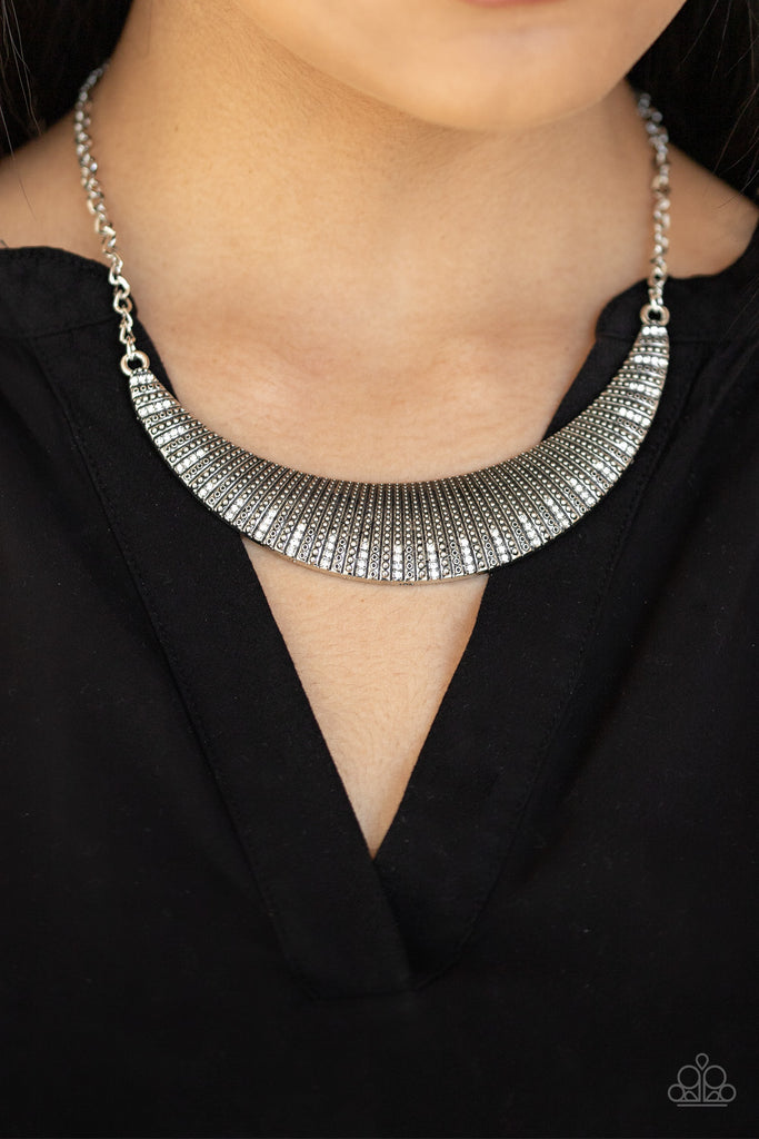 Modern Day Moonshine-White and Silver Necklace-Paparazzi - The Sassy Sparkle